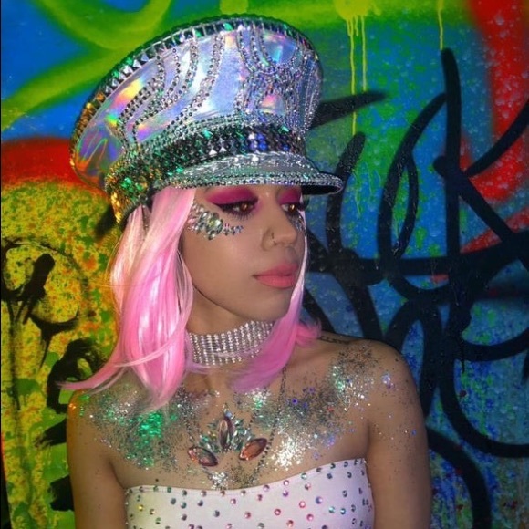 ❤️SOLD❤️ Handmade Festival Bling Captain Hat - Picture 9 of 9